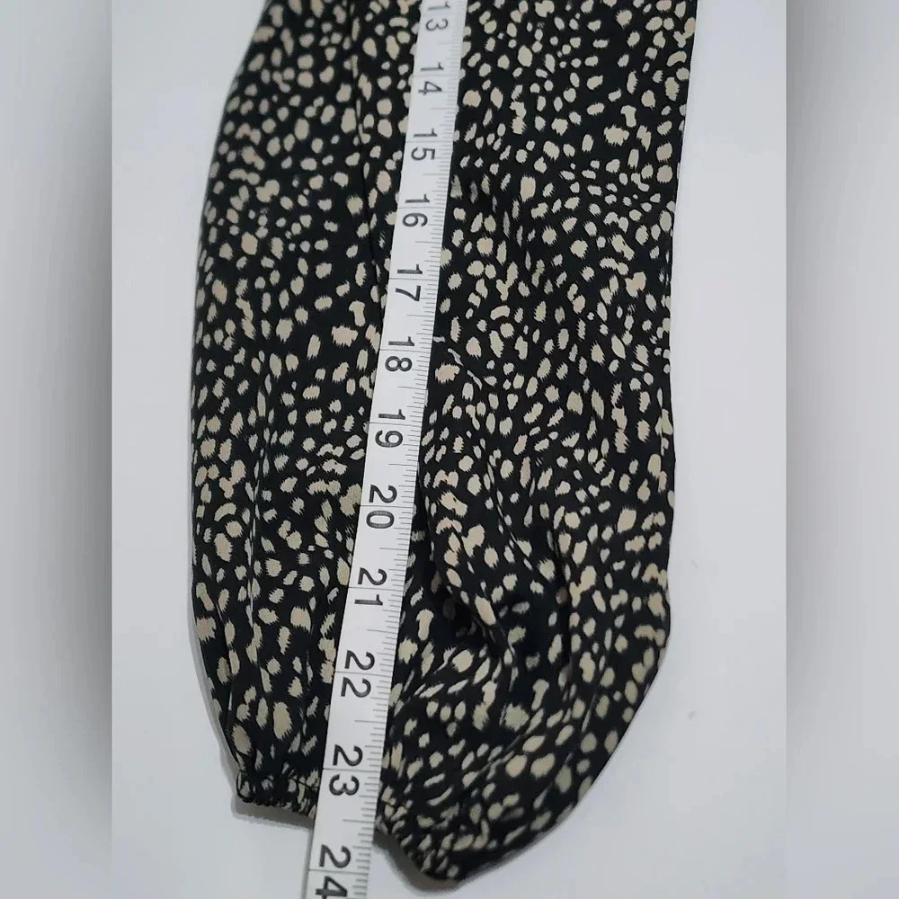 Shein Black Leopard Print Crop Blouse Bell Sleeves, sz XS - Picture 8 of 14
